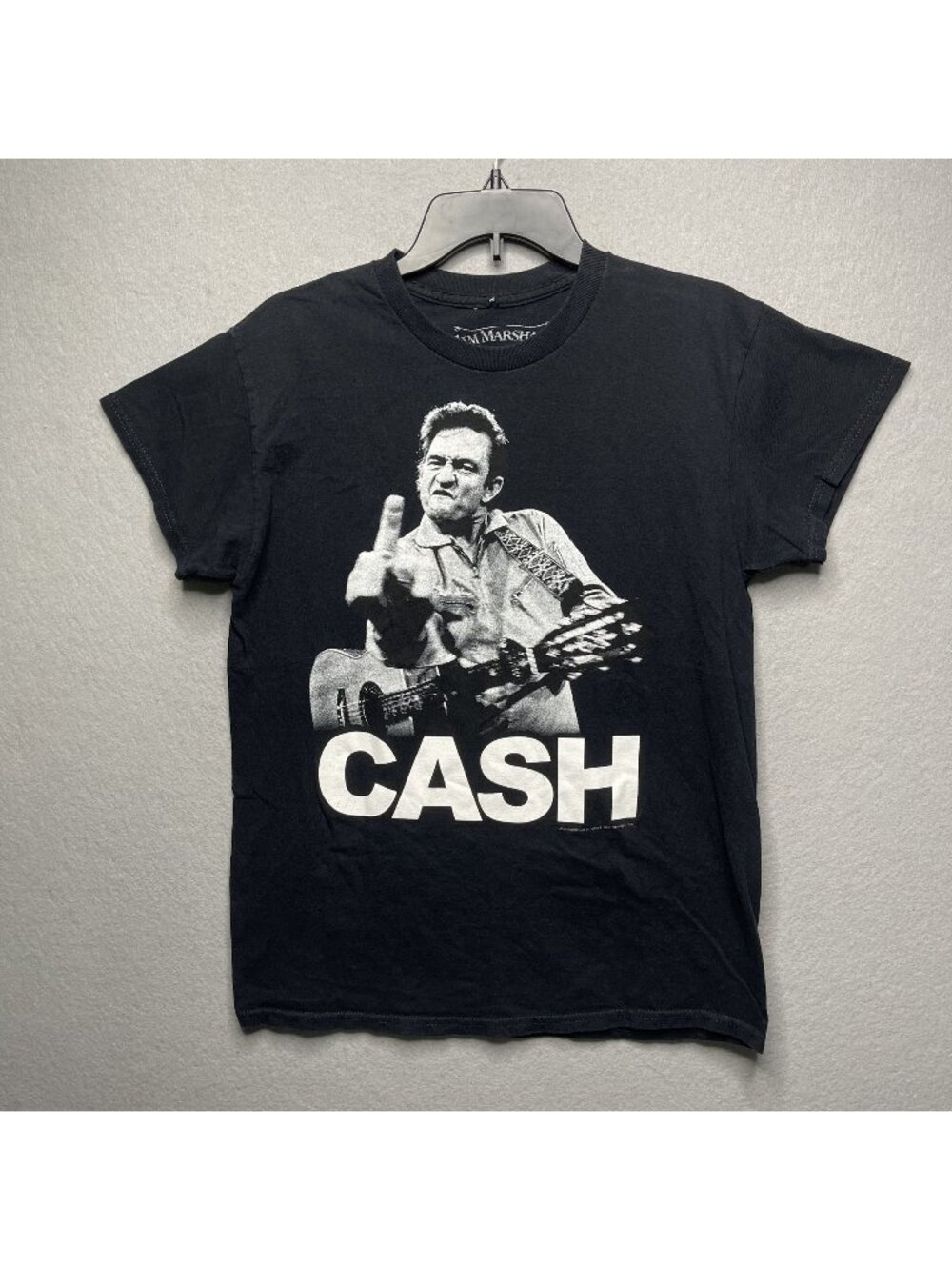 Johnny Ca$h Middle Finger Graphic Black T-Shirt By Jim Marshall Clothing Size M